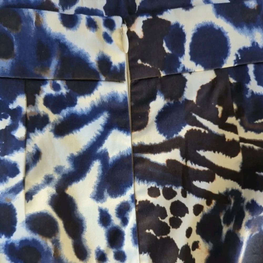 Ann Taylor Pencil Skirt watercolor abstract graphic print blue cream Size 6P